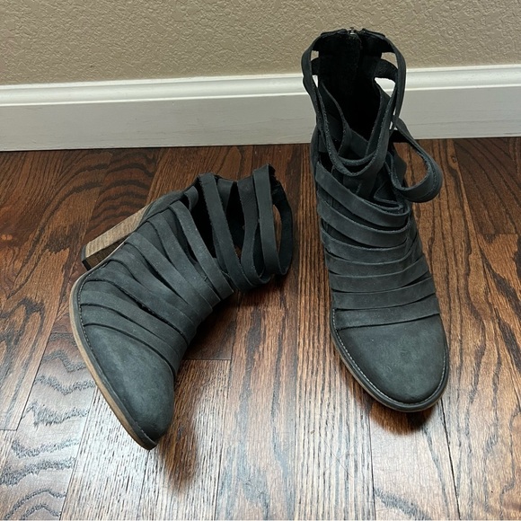 Free People Hybrid Strappy Suede Leather Boots Booties Heels Size 40 US 9-9.5, - Picture 14 of 16
